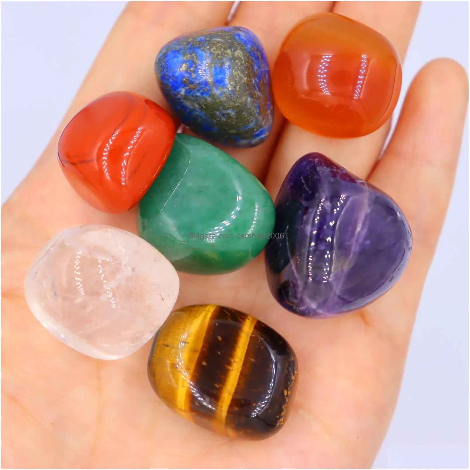 7pcs/set reiki natural stone tumbled stone irregular polishing rock quartz yoga energy bead for chakra healing decoration