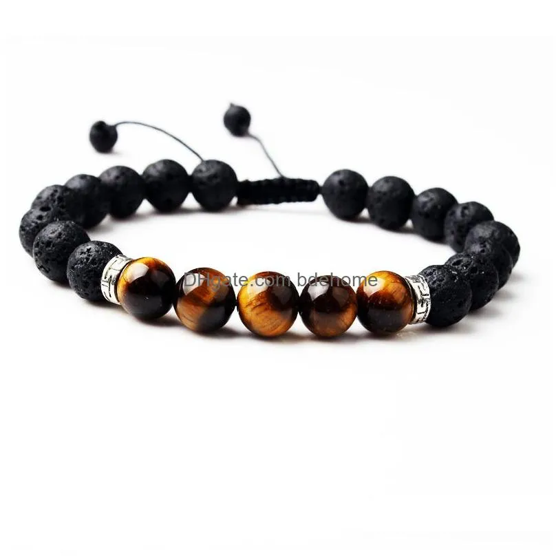 natural lava stone weave turquoise tiger eye bead bracelet diy volcano essential oil diffuser bracelet for women men jewelry