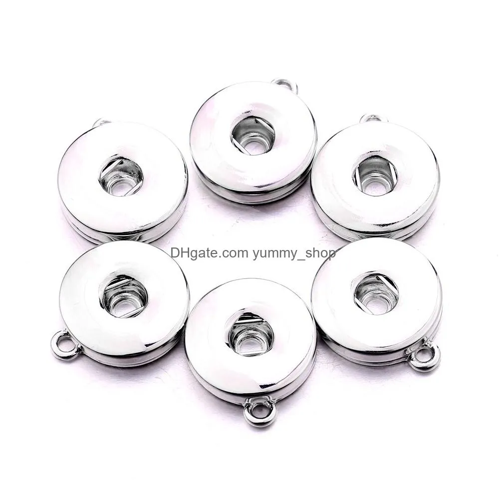 silver gold alloy 18mm ginger snap button base charms pendants for snaps bracelet earrings necklace diy jewelry accessory