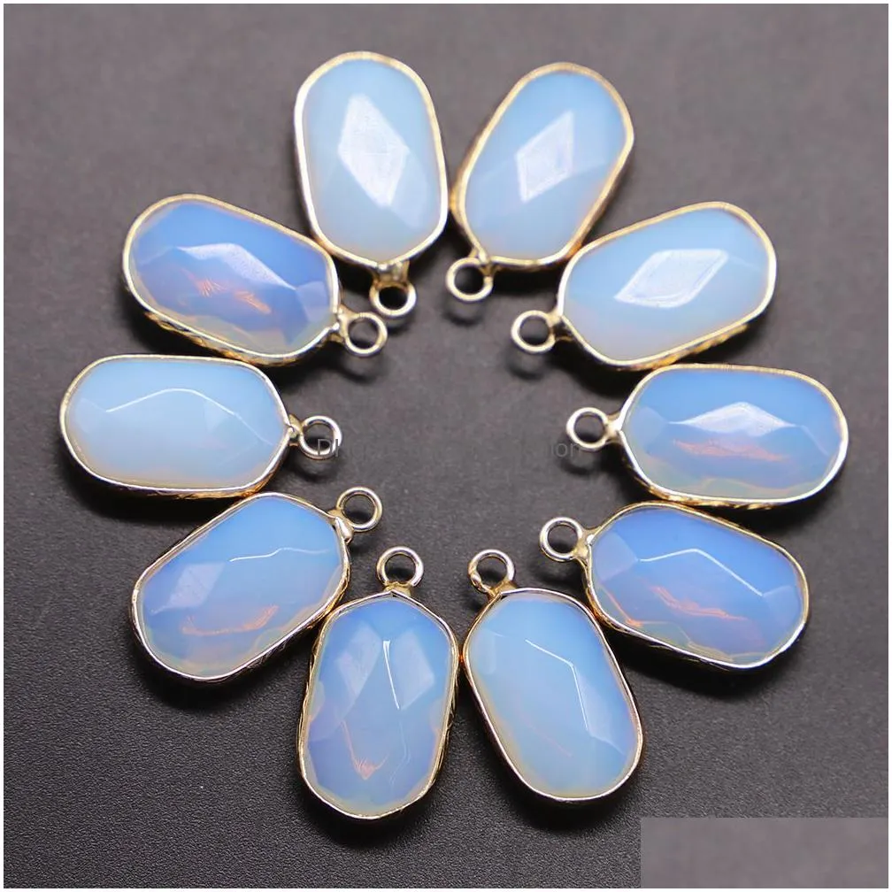 fashion natural stone golden plated pendants reiki charms agates necklace for diy jewelry bracelets making