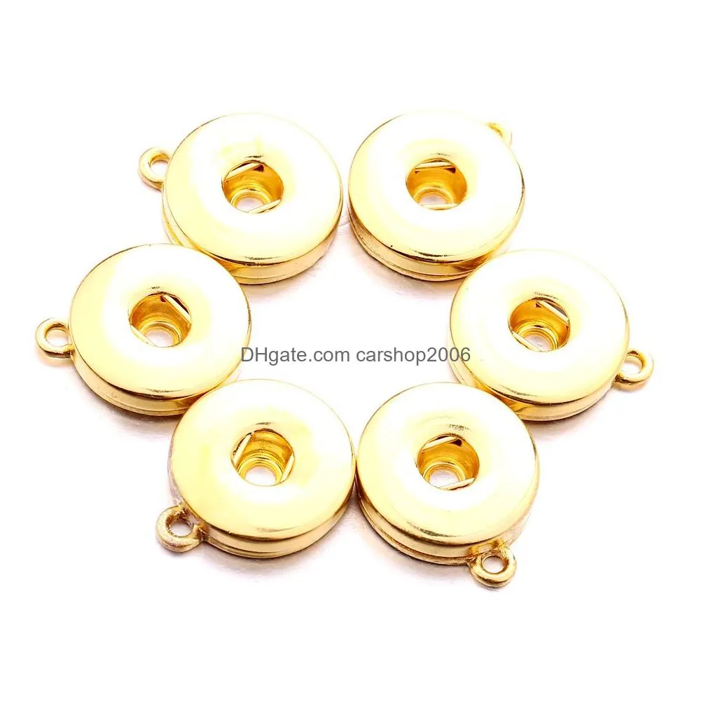 silver gold alloy 18mm ginger snap button base charms for snaps bracelet earrings necklace diy jewelry accessory