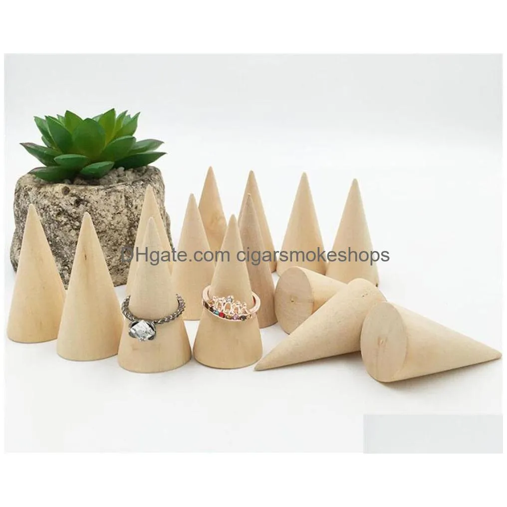 diy wood cone unpainted wooden cone shape ornamnet craft accessories jewlery display stand organizer holder rack showcase