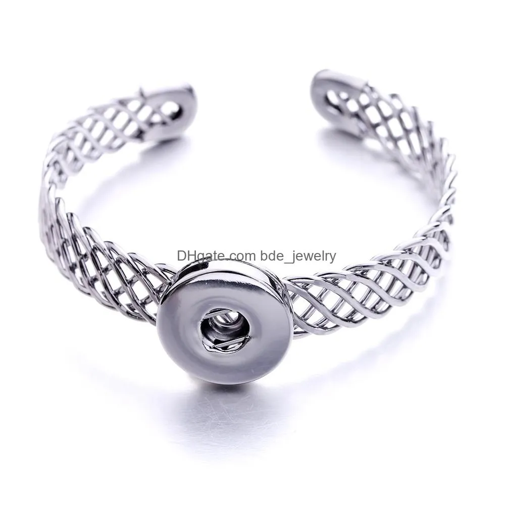 electroplated 18mm snap button hollow out open bracelet snaps buttons bracelets jewelry for women men