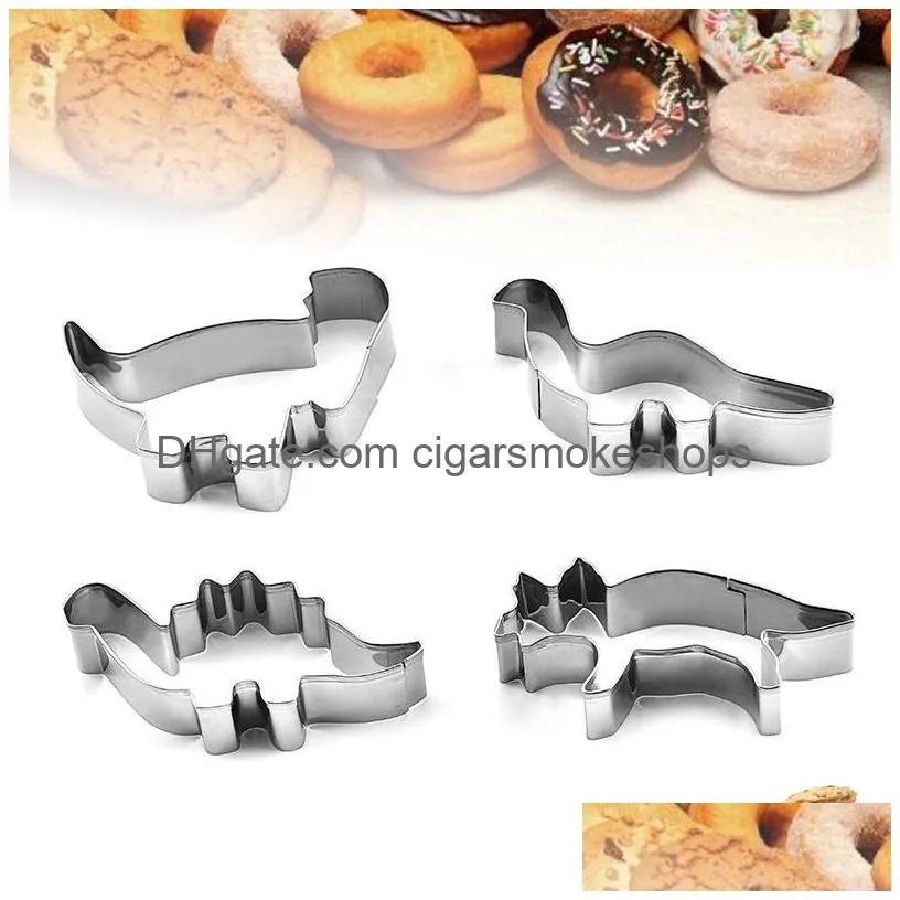 dinosaur cookie cutter set stainless steel animal fondant cake biscuit mold cake decorating baking tools jk2007xb