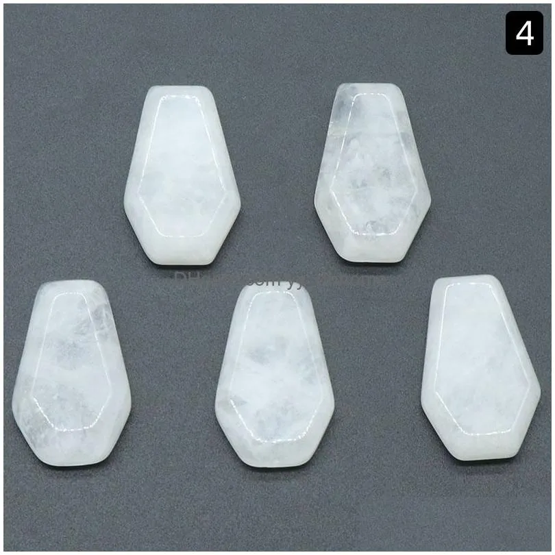 natural crystal stone small plate ornaments coffin shape reiki healing chakra quartz mineral tumbled gemstones hand piece home