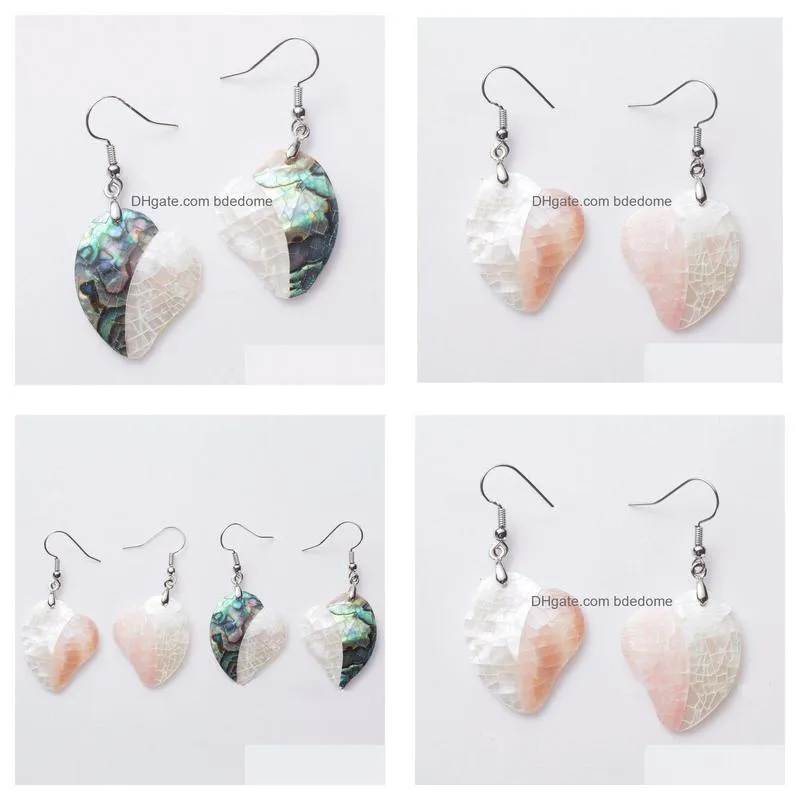 heart jewelry lovely design for women girls paua earring abalone shell heart dangle earrings 5 pairs