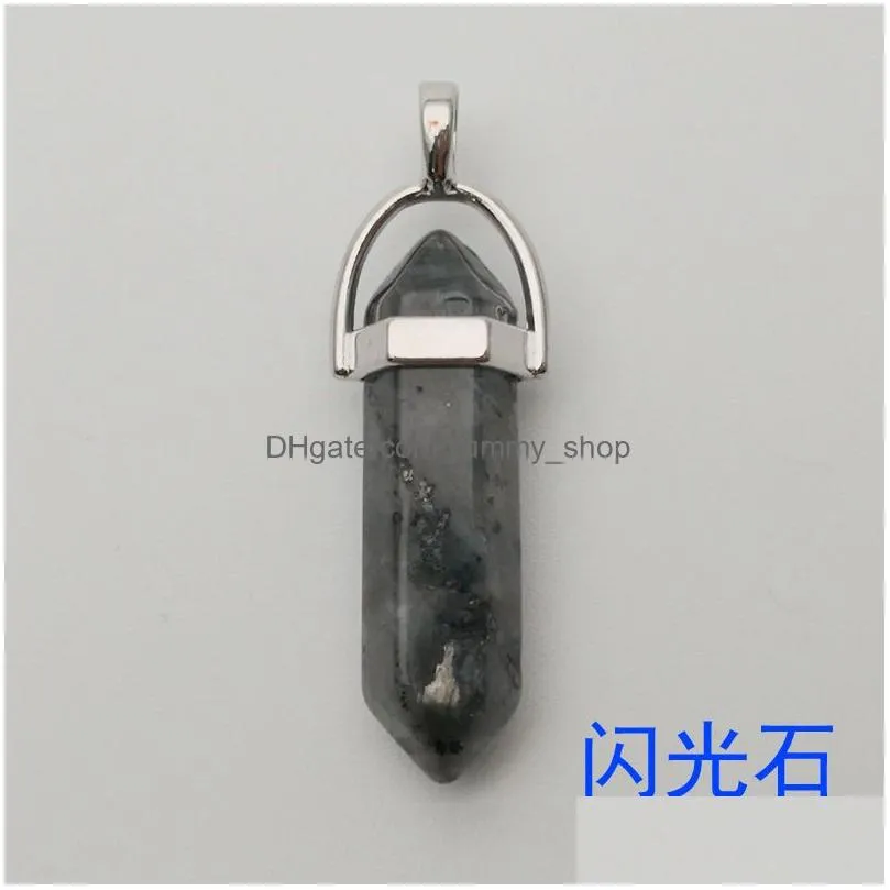 natural stone hexagon prism charms rose quartz tigers eye opal pendants crystal pendants clear chakras gem stone fit earrings necklace making