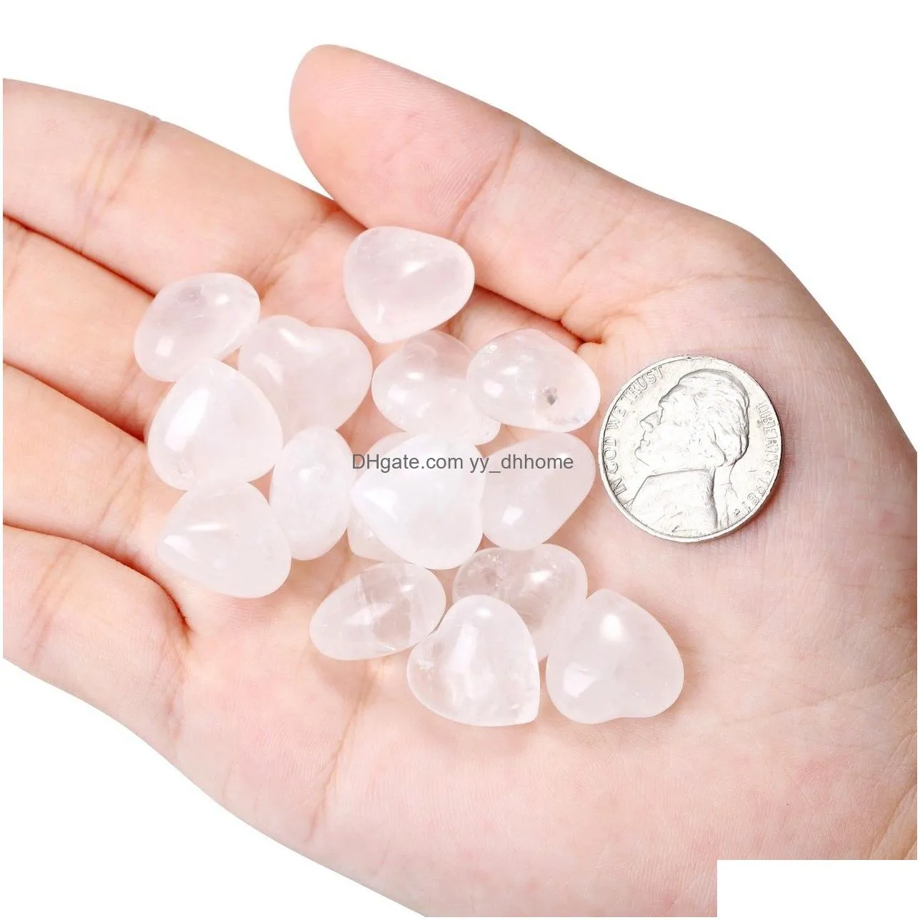 natural white crystal stone ornaments carved 15x10mm heart chakra reiki healing quartz mineral tumbled gemstones hand home decor