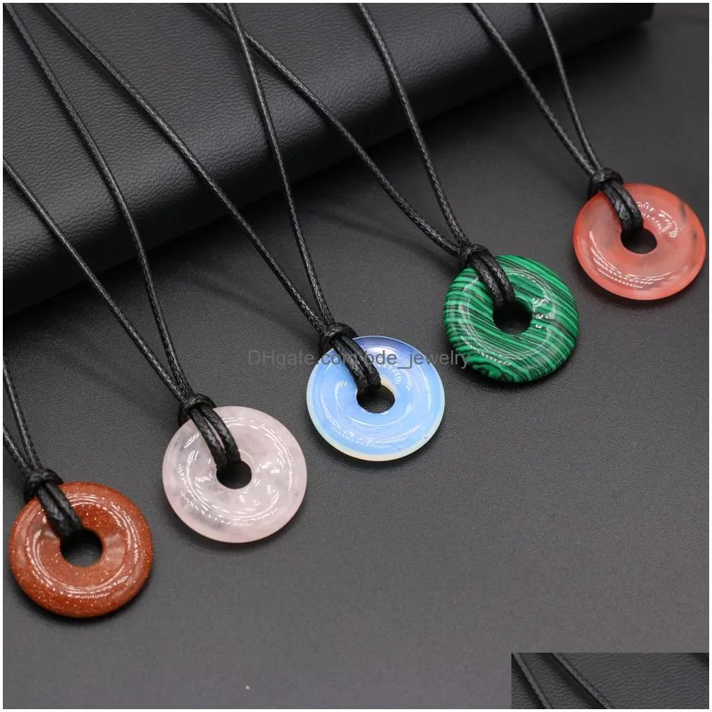 18mm big hole beads necklace natural stone rose quartzs blue turquoises necklace for women making diy party gift