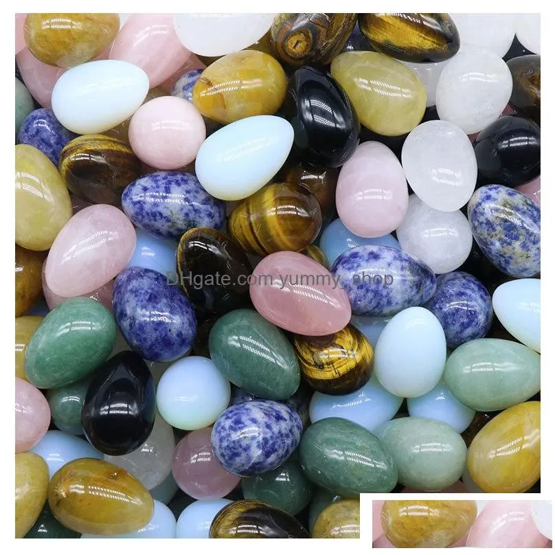 natural stone egg shaped 30mm crystal jade tiger eye small egg rose quartz tigers eye opal ornaments jewelry accessory