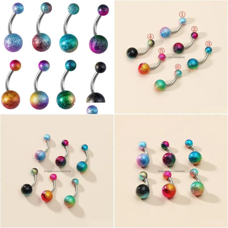 navel bell button rings piercing for women matting ball colorful surgical steel summer beach fashion body jewelry