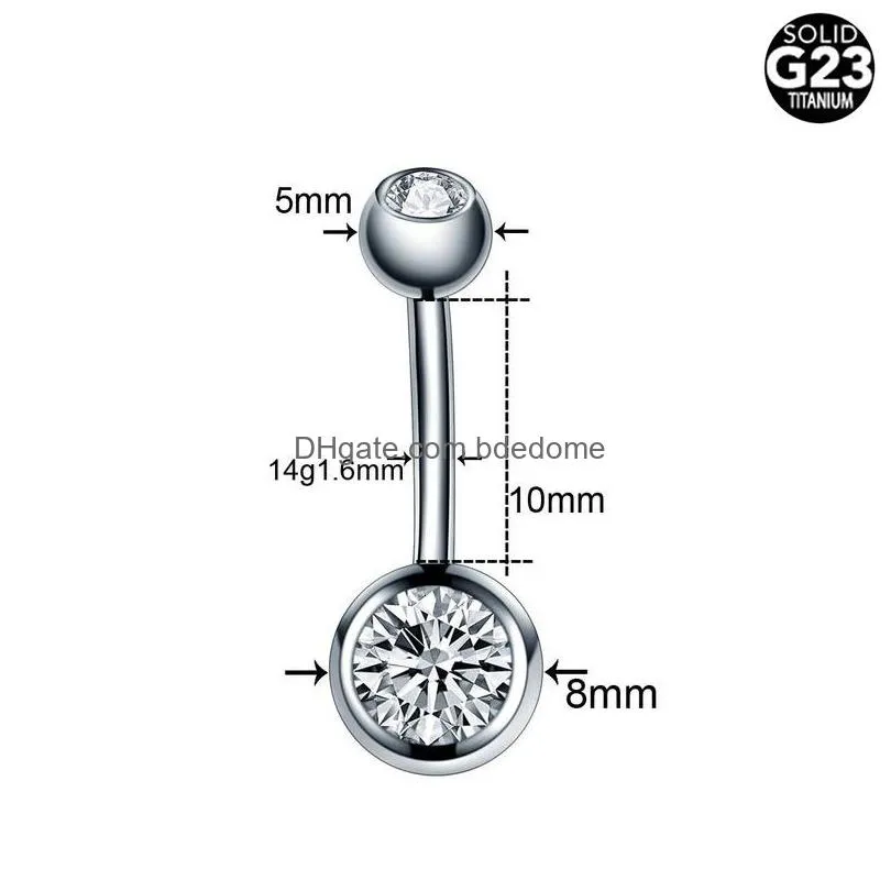 navel bell button rings piercing for women ball bar zircon crystal round surgical steel summer beach fashion body jewelry