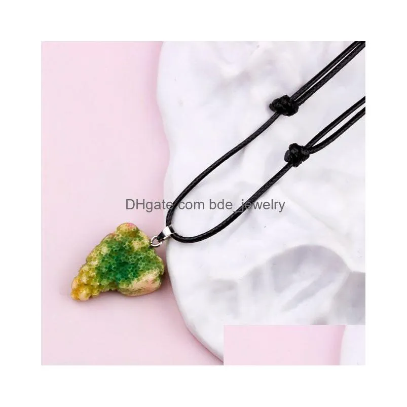 natural coral stone pendants irregular colourful sea coral pendant necklace adjustable chain necklaces men women jewelry gift