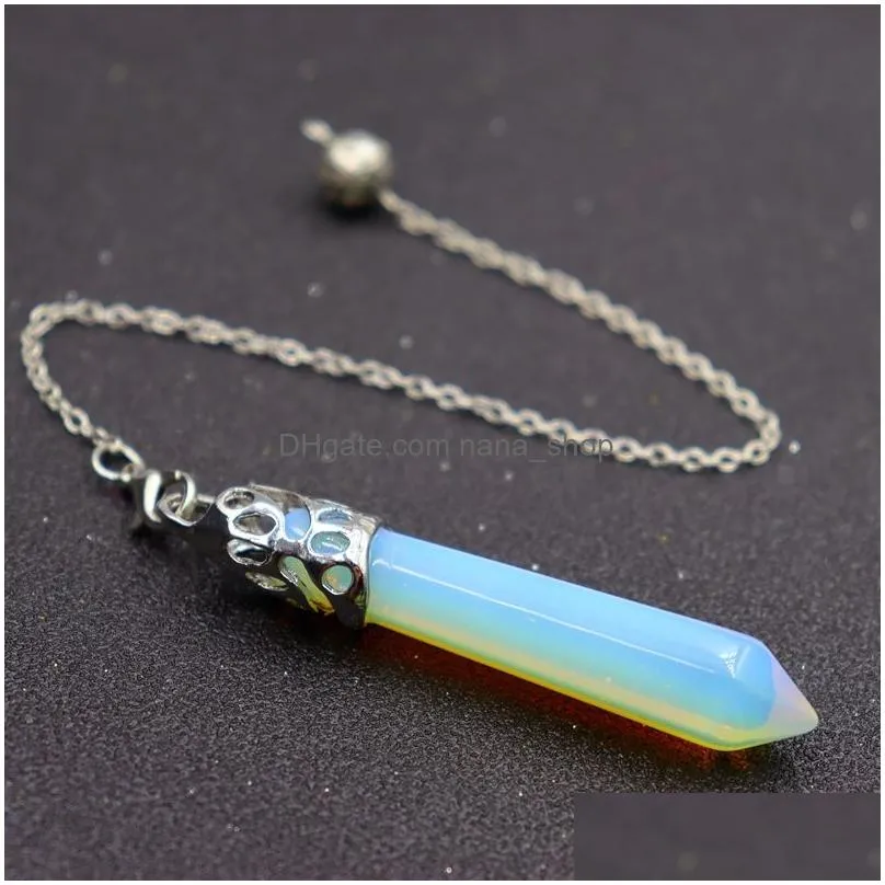 natural stone charms pendulum for dowsing divination hexagonal prism quartz bullet charms energy healing crystal reiki chakra ornament