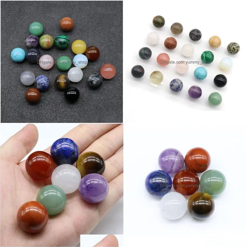 20mm natural stone loose beads amethyst rose quartz turquoise agate 7chakra diy non-porous round ball beads yoga healing guides