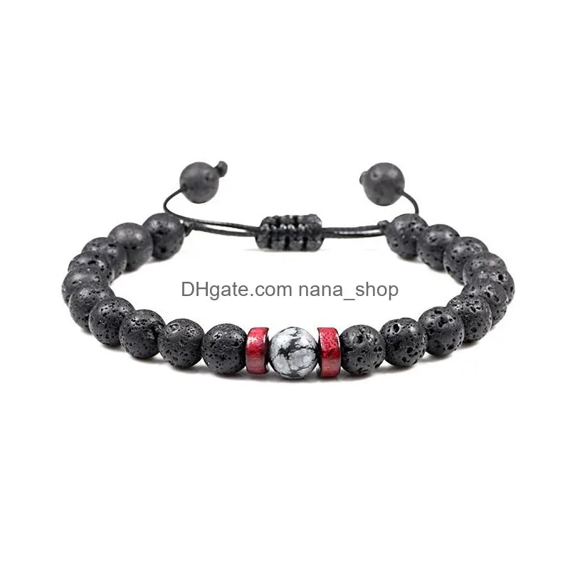 8mm black lava stone beads weave bracelets diy aromatherapy essential oil diffuser bracelet couples jewelry