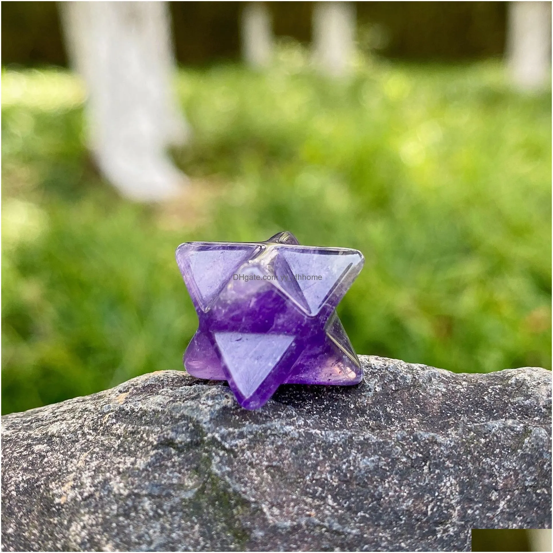 merkaba hexagram star qaurtz chakra stone crafts ornaments energy healing reiki crystal hand play home decoration