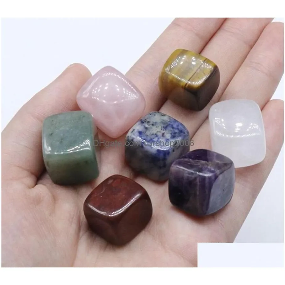 natural stone chakra squares rose quartz amethyst agate tiger powder crystal white crystal yoga meditation energy stone