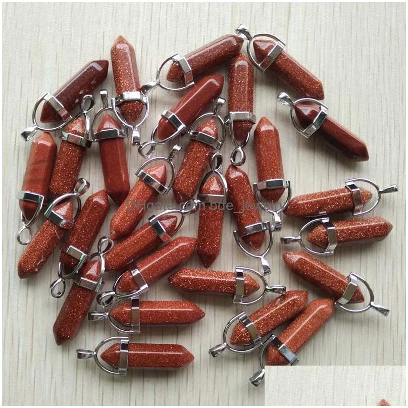 fashion natural stone bullet sharp crystal pendant quartz rock crystal chakra necklace jewelry findinngs