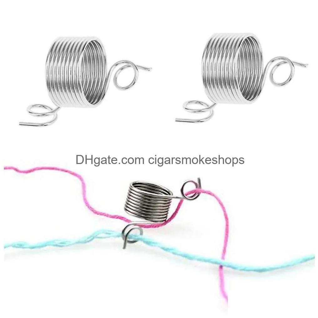 sewing metal yarn guide knitting thimble stainless steel thimble finger ring for knitting crafts accessories tool xbjk2301