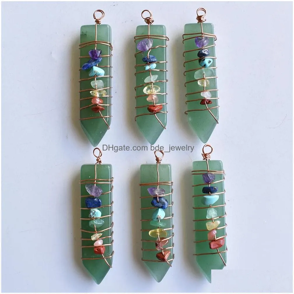 arrowhead chakra reiki healing pendulums charms rose quartz natural stones pendant amulet crystal hexagonal for men women necklace jewelry
