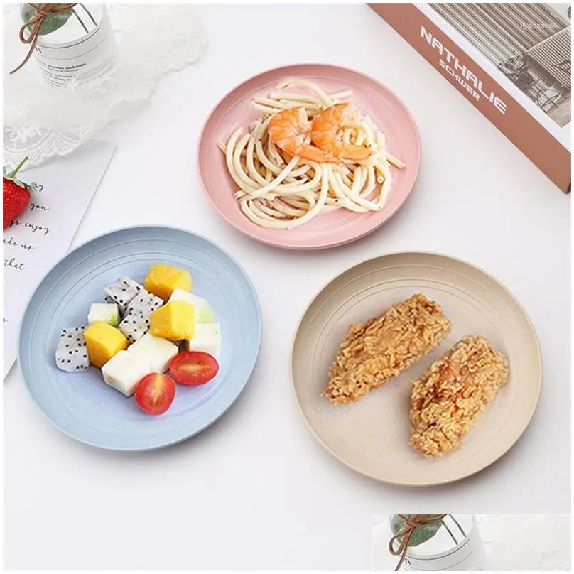 dinnerware sets 28pcs set tableware wheat straw nature material household tray anti-drop bowls cups plate forks spoons chopsticks kit