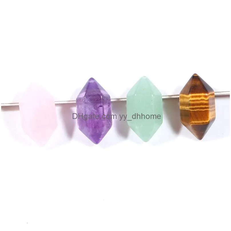 natural stone hexagonal pendulum reiki charm home decoration accessories diy mini gems ornaments for jewelry making