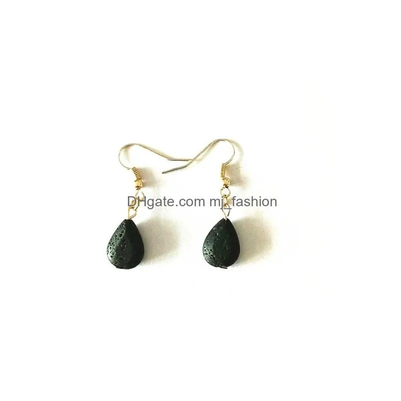 water drop black lava stone long tassel earrings necklace diy aromatherapy essential oil diffuser dangle earings jewelry women