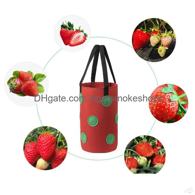 garden supplies hanging strawberry planter grow bags 3 gallon for tomato chili 12 holes upside-down vegetable planting pots xbjk2302