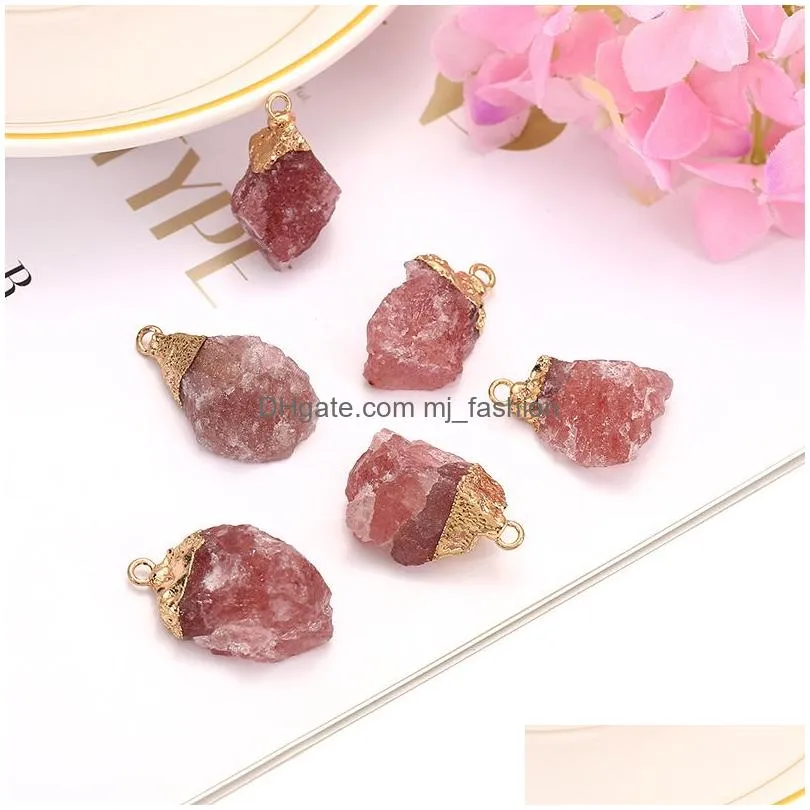 natural crystal irregular rough stone pendants charms rose quartz amethyst pendant for necklace jewelry