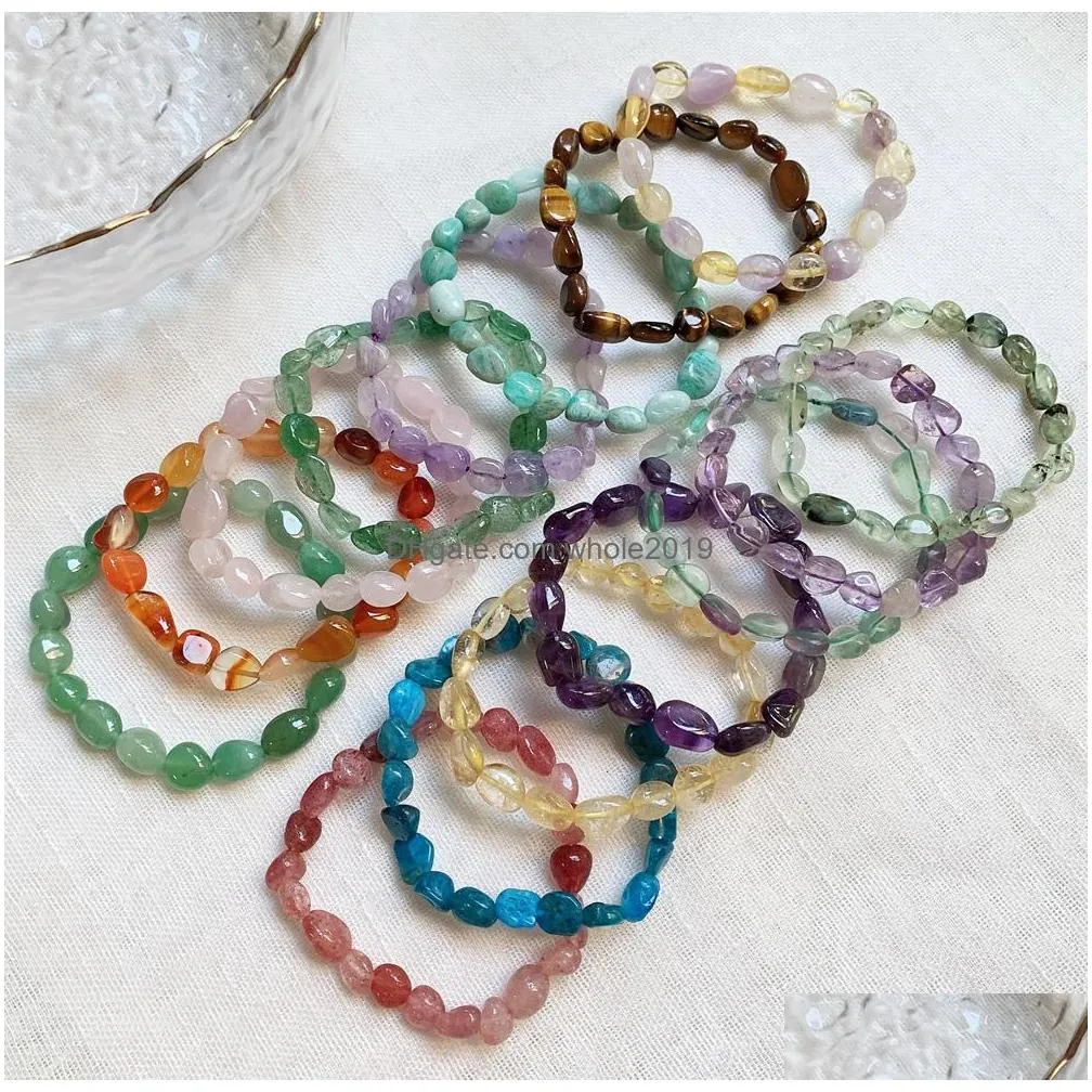 reik healing natural crystal stone bracelet for women lover irregular rock gravel fluorite citrines pink quartz stone bracelets