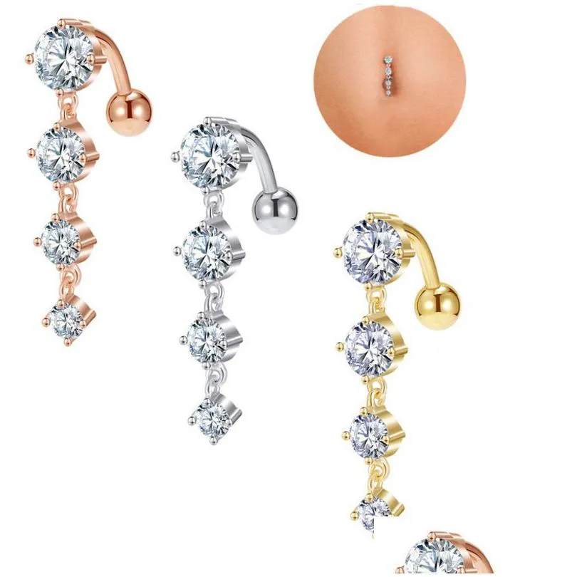 navel bell button rings piercing for women long dangling crystal surgical steel summer beach fashion body jewelry