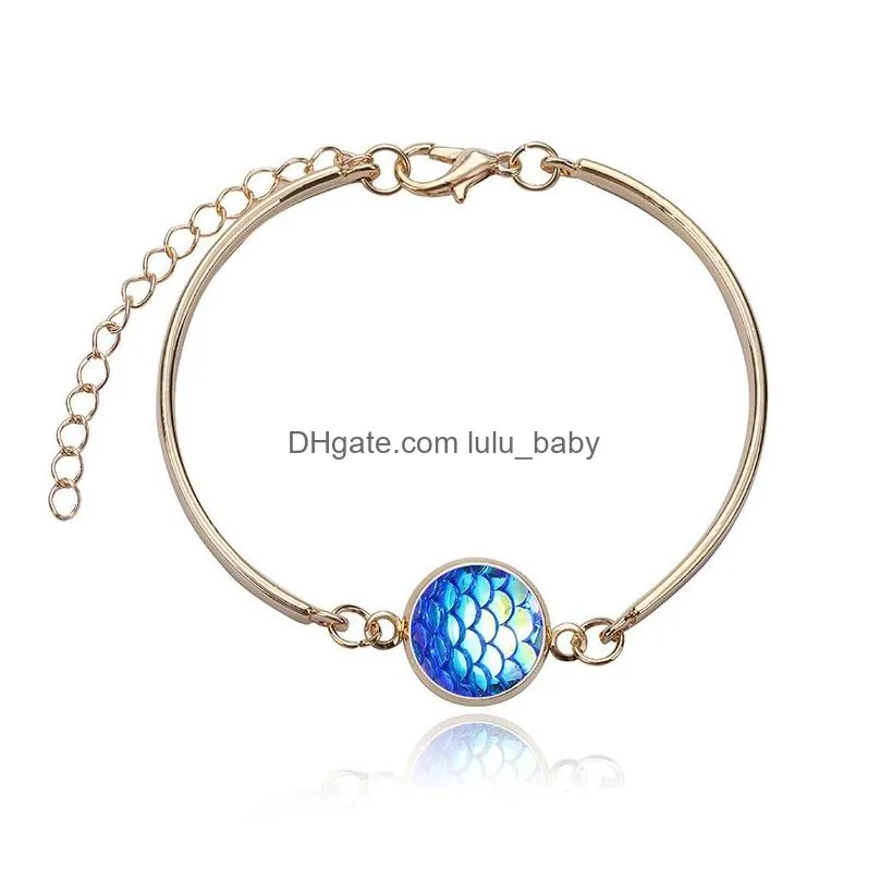 fashion 12mm resin druzy drusy bracelet silver gold color mermaid scale bangle bracelet for women jewelry