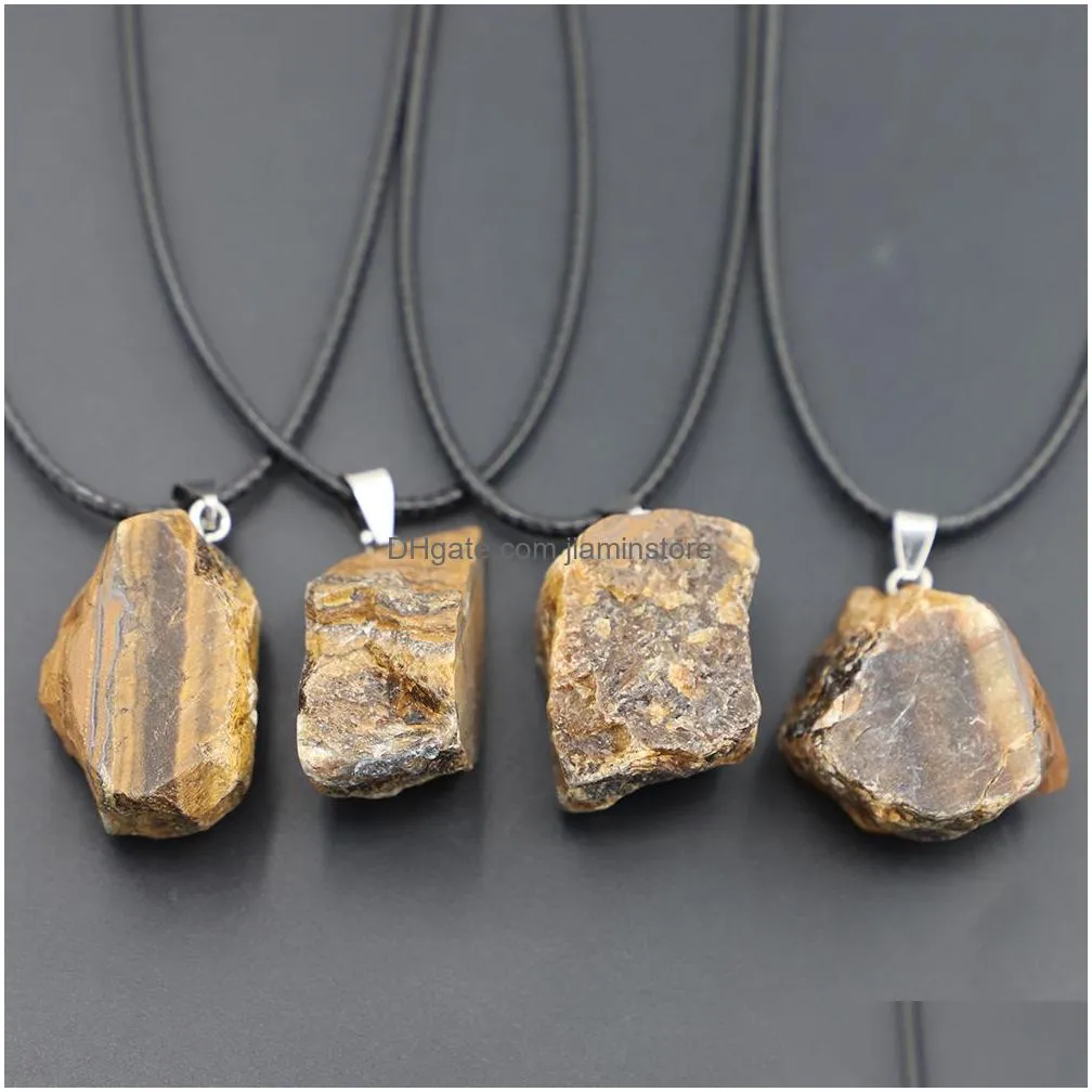 natural crystal rough stone irregular raw ore pendant energy healing gemstone amazonite amethyst necklace charms women jewelry