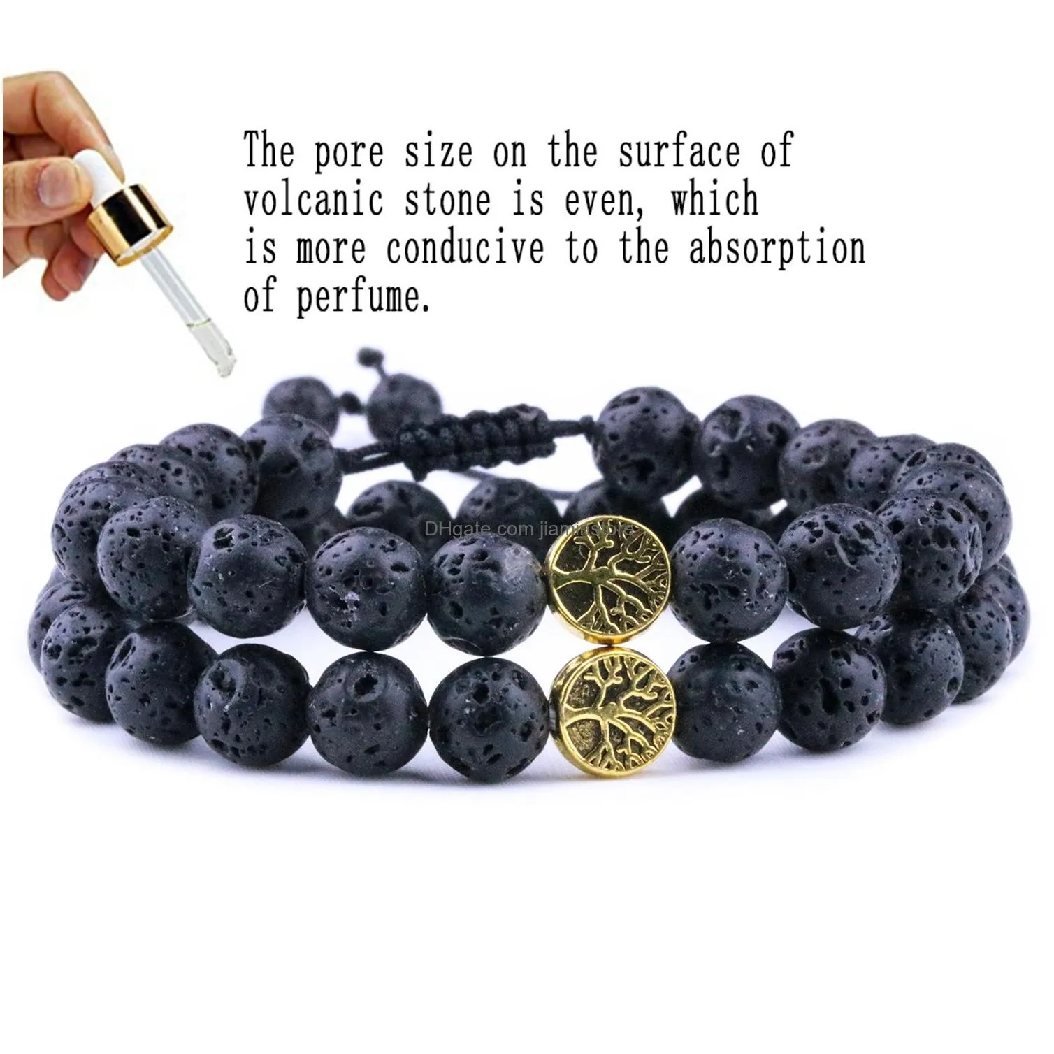 8mm black lava stone weave tree of life bracelets aromatherapy essential oil diffuser bracelet for women men jewelry