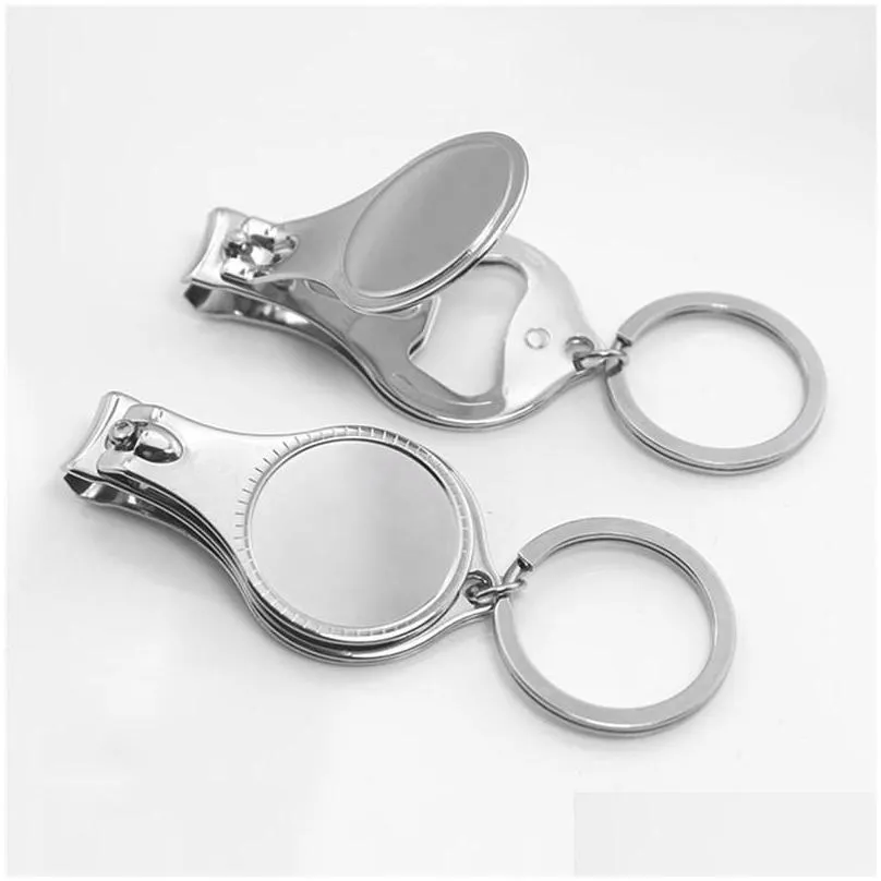 functional nail clippers sublimation keychain pocket knife stainless steel folding hand toe opener outdoor portable key wht0228