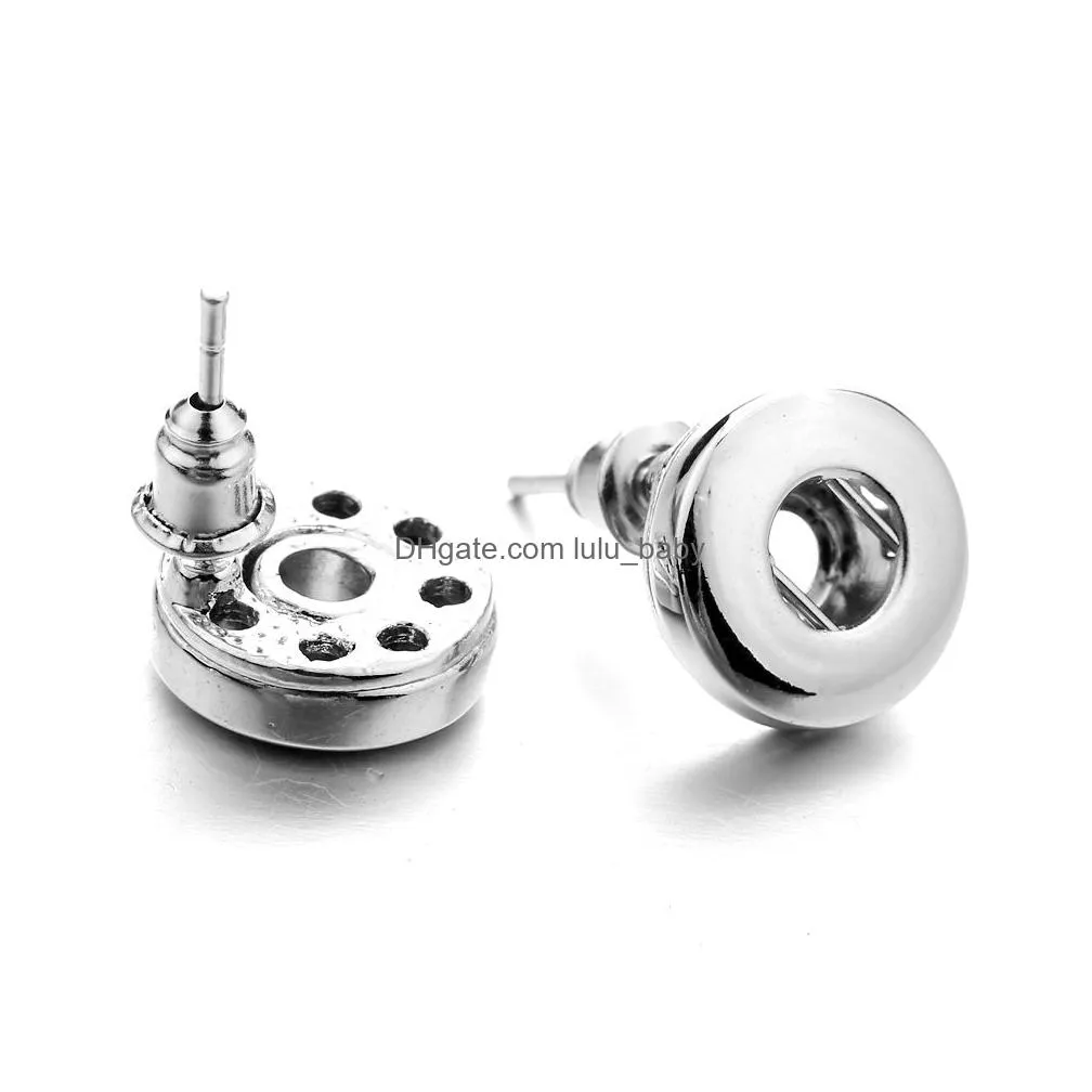 simple silver plated 12mm 18mm snap button stud earrings for women men snaps buttons jewelry