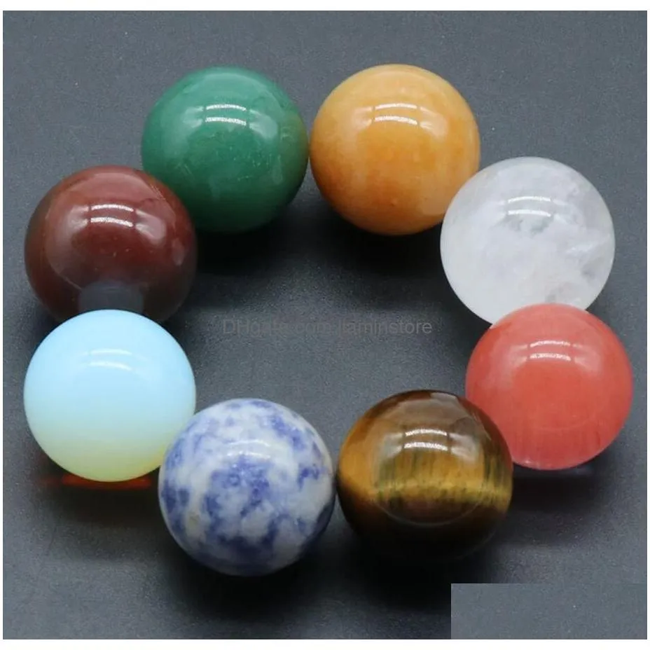 20mm natural stone round quartz stone jewelry beads ball charms no hole healing pink crystal diy decoration