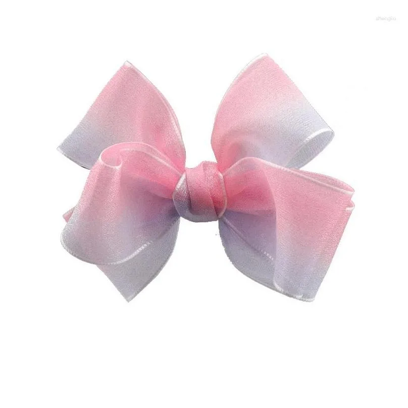 hair accessories rainbow gradient bow hairpin children princess cute head flower holiday party gift wholesale