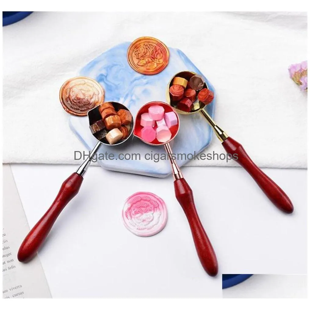sealing wax spoon seal stamp metal melting spoons wooden handle diy craft supplies xb1