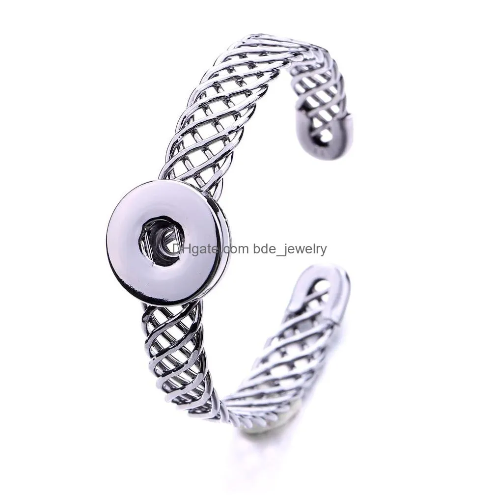 electroplated 18mm snap button hollow out open bracelet snaps buttons bracelets jewelry for women men