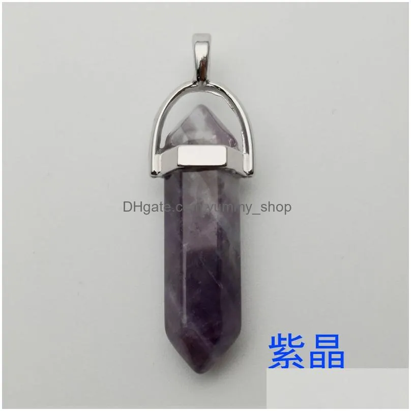 natural stone hexagon prism charms rose quartz tigers eye opal pendants crystal pendants clear chakras gem stone fit earrings necklace making