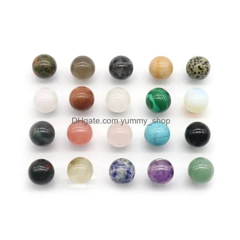20mm natural stone loose beads amethyst rose quartz turquoise agate 7chakra diy non-porous round ball beads