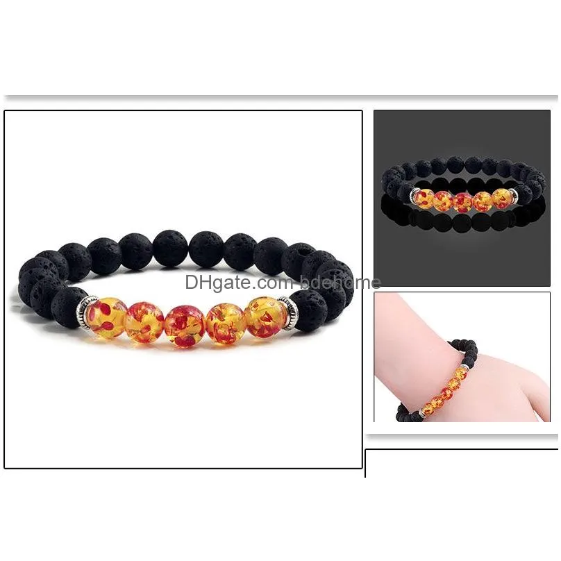 natural volcanic stone bracelets charm women chakra balance beads men black lava turquoises strand bangle