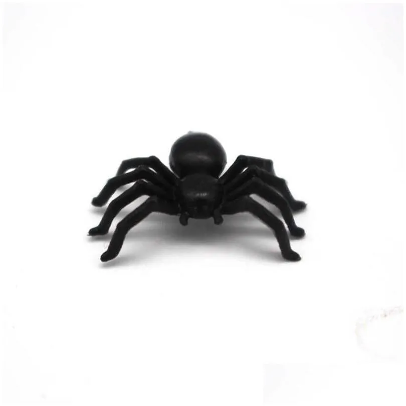 50 pcs/set non-toxic plastic black spider trick toy small realistic fake spiders for halloween haunted house prop decorations y0827