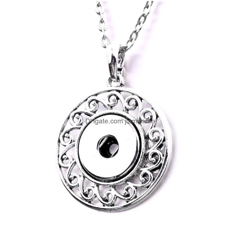 simple styles snap button necklace 18mm ginger snaps buttons hollow out charms necklaces for women jewelry