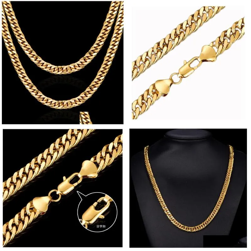 fine wedding jewelry 24k real yellow gold chain inish solid heavy 8mm xl  cuban curn link necklace chain packaged unconditional