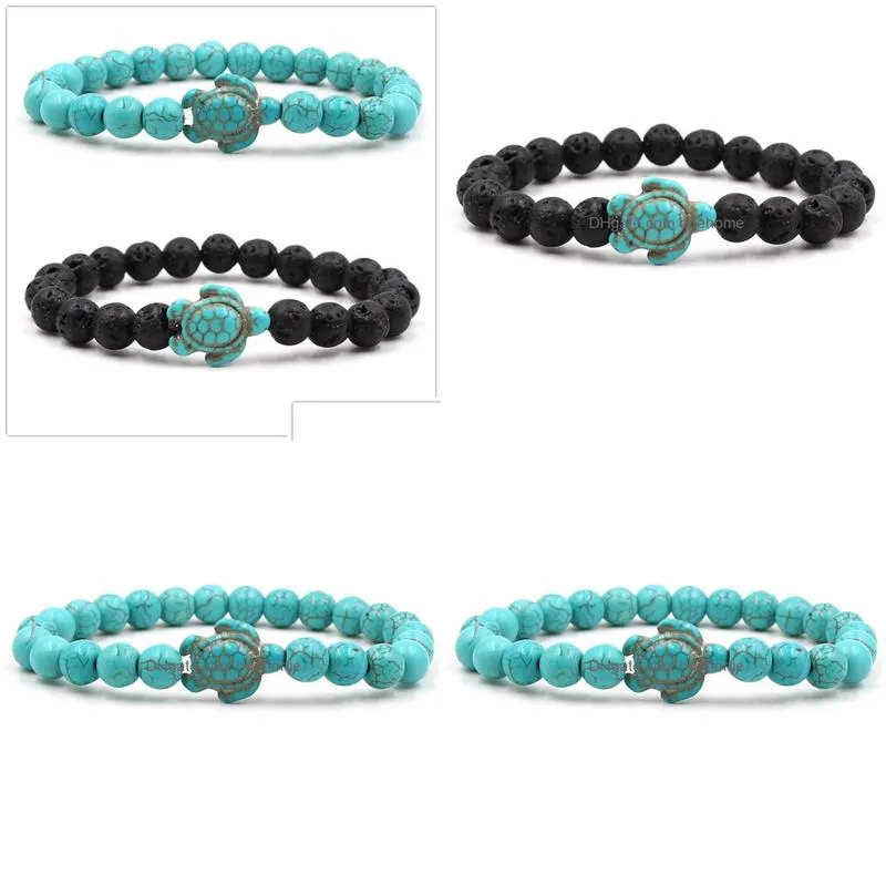 natural black lava stone turquoise tortoise charm bracelet aromatherapy  oil diffuser bracelet for women yoga jewelry