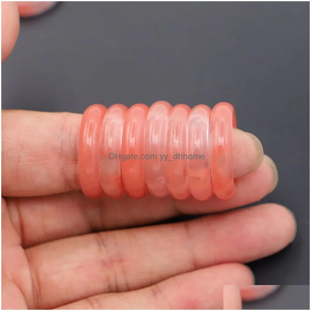 6mm natural stone cherry quartz rings unisex created circle finger reiki jewelry gifts