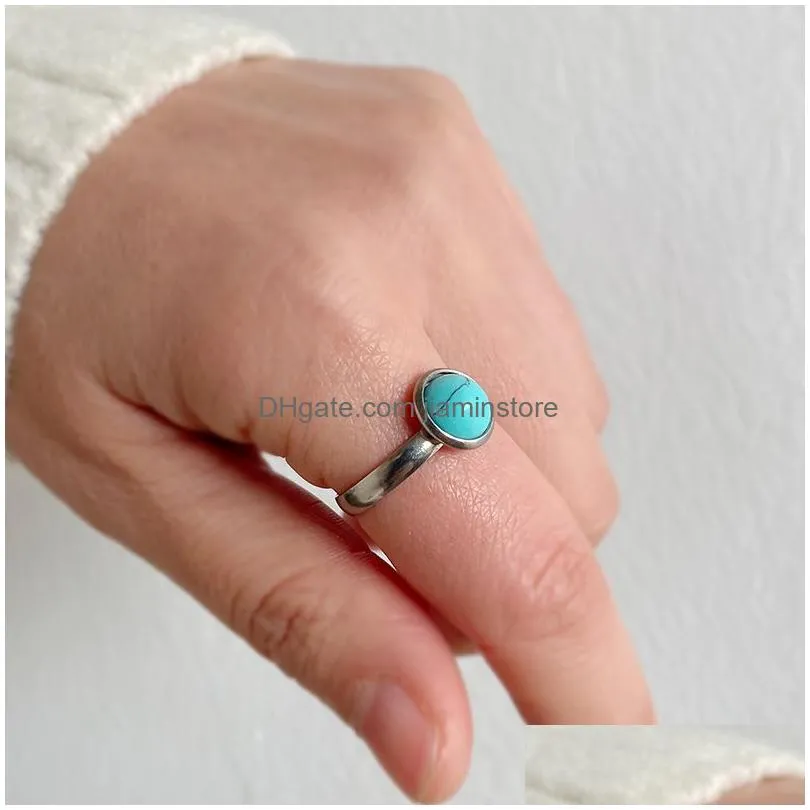 trendy 10mm natural stone rings adjustable open round charm rings couple friendship ring jewelry gift for women men